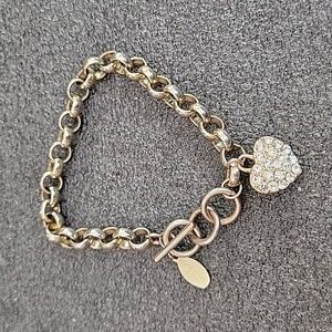 Vintage Guess rhinestone heart charm bracelet